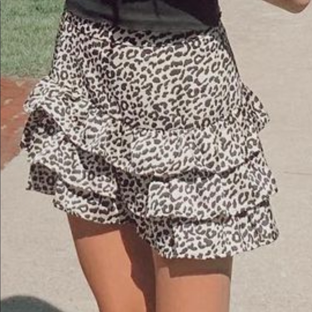 Ruffle Cheetah Mini Skirt